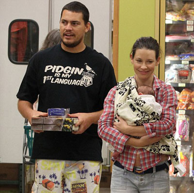 Evangeline Lilly and Norman Kali with son